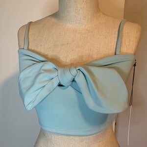 SUSANA MÓNACO. Elegant Blue Bow Top. Size XS